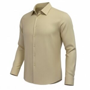 BOHIO Men's Sz Large Pale Yellow Linen button Up shirt (R36)‎ NW/OTs